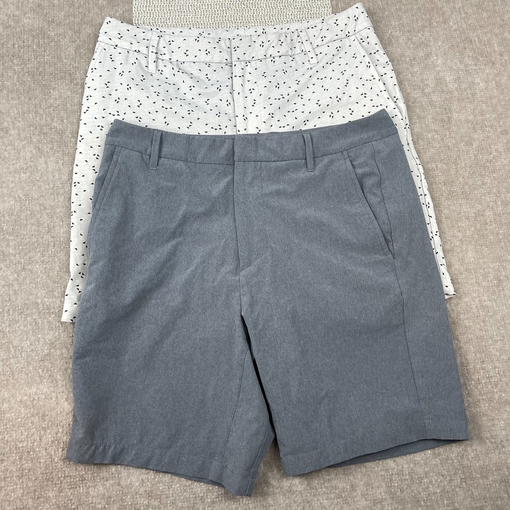 All In Motion Chino Golf Shorts Mens 32 Gray Mid Rise Pockets Stretch Lot Of 2